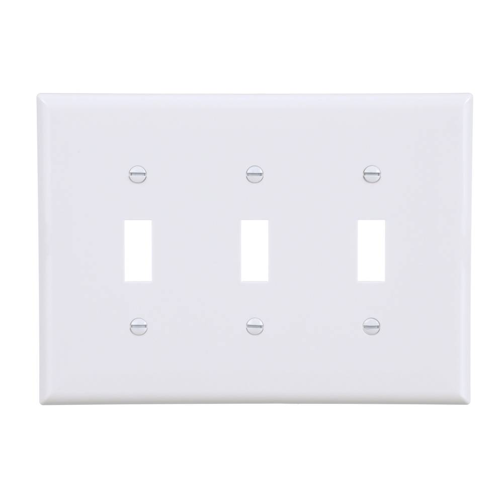 Eaton 3-Gang Midsize White Polycarbonate Indoor Toggle Wall Plate | PJ3W-F-LW