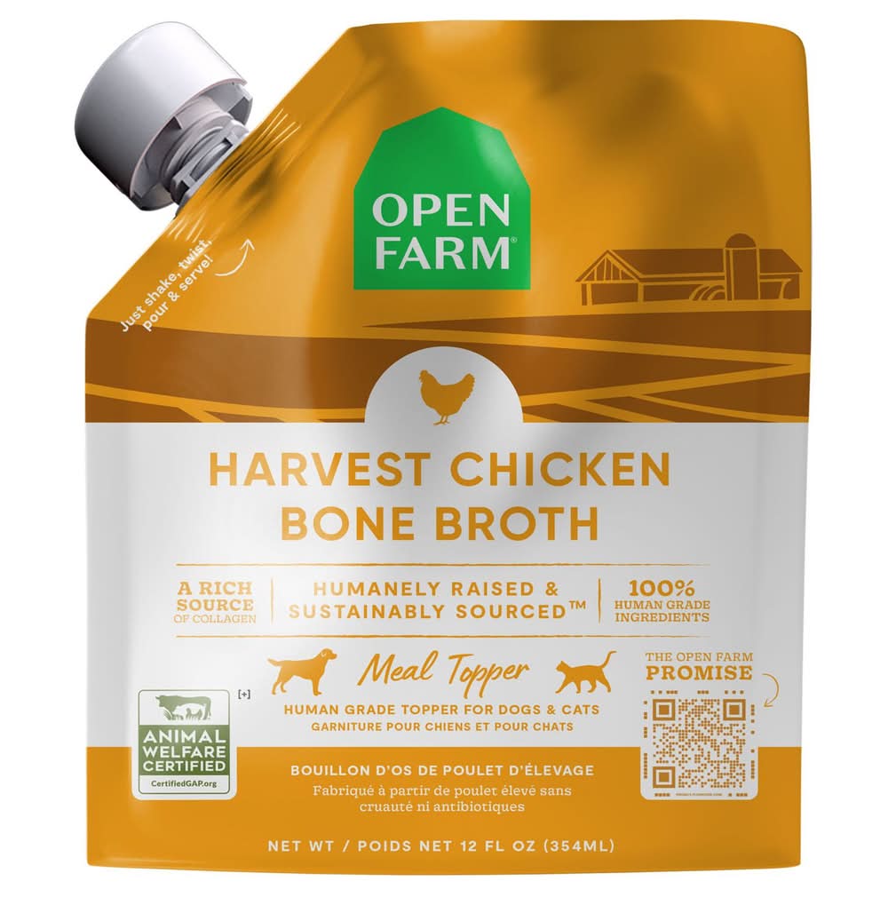 Open Farm Harvest Chicken Bone Broth Cat & Dog Meal Topper, 12 oz