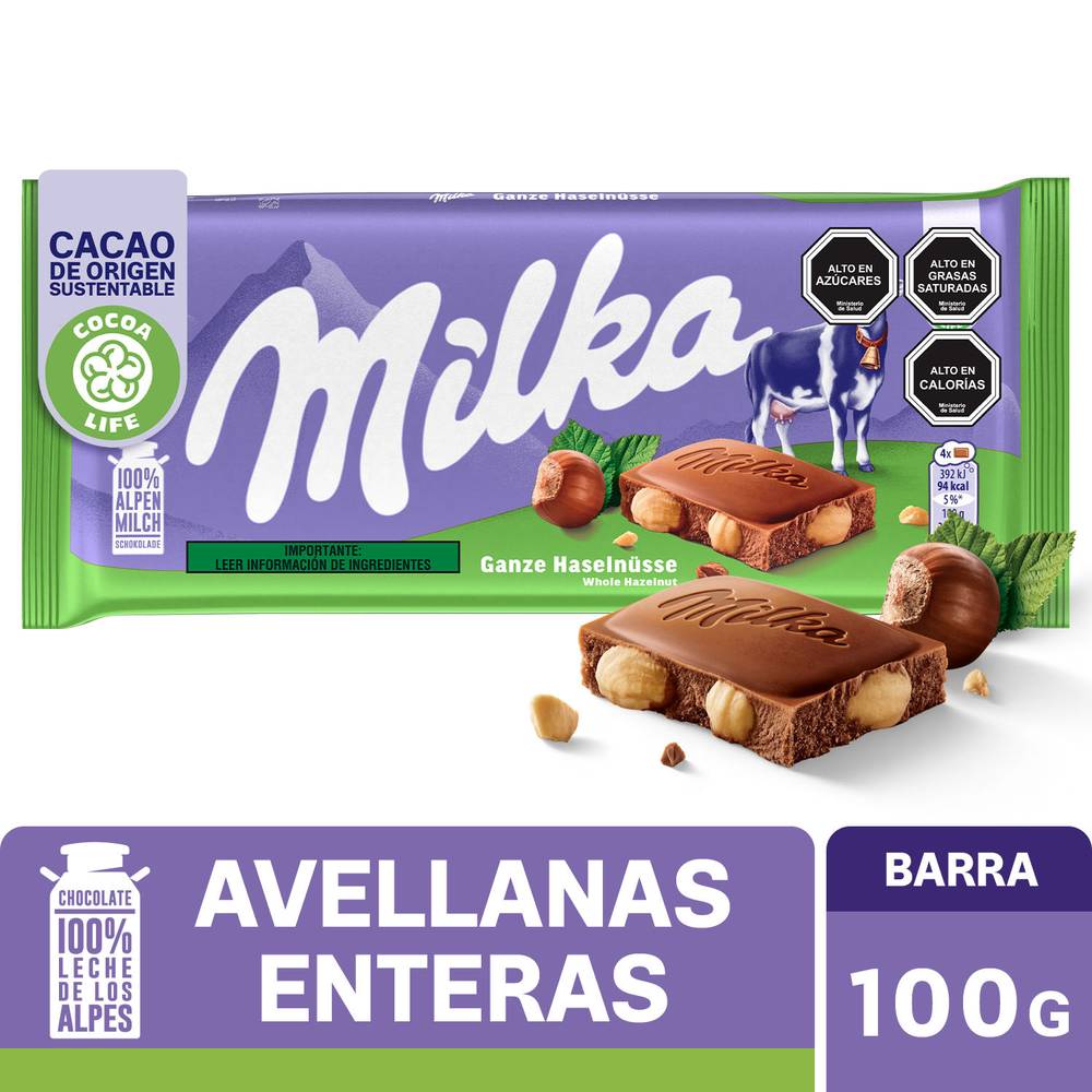 Milka · Chocolate relleno con avellanas enteras (100 g)