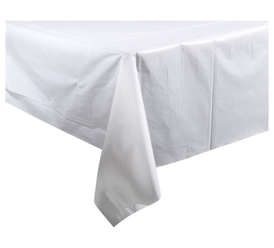 Plastic Table Covers, 54x108 in, White