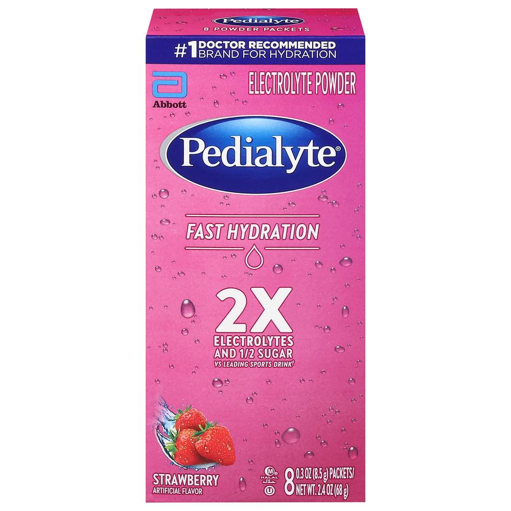 Pedialyte Fast Hydration Electrolyte Powder Packets, Strawberry (8 x 0.3 oz)