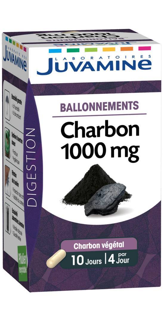 Charbon 1000 mg, ballonnements, 40 gélules