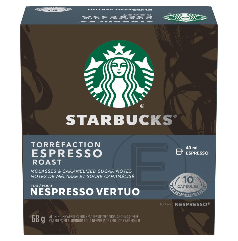 Starbucks Espresso Roast Ground Coffee Aluminium Capsules (68 g, 10 ct)