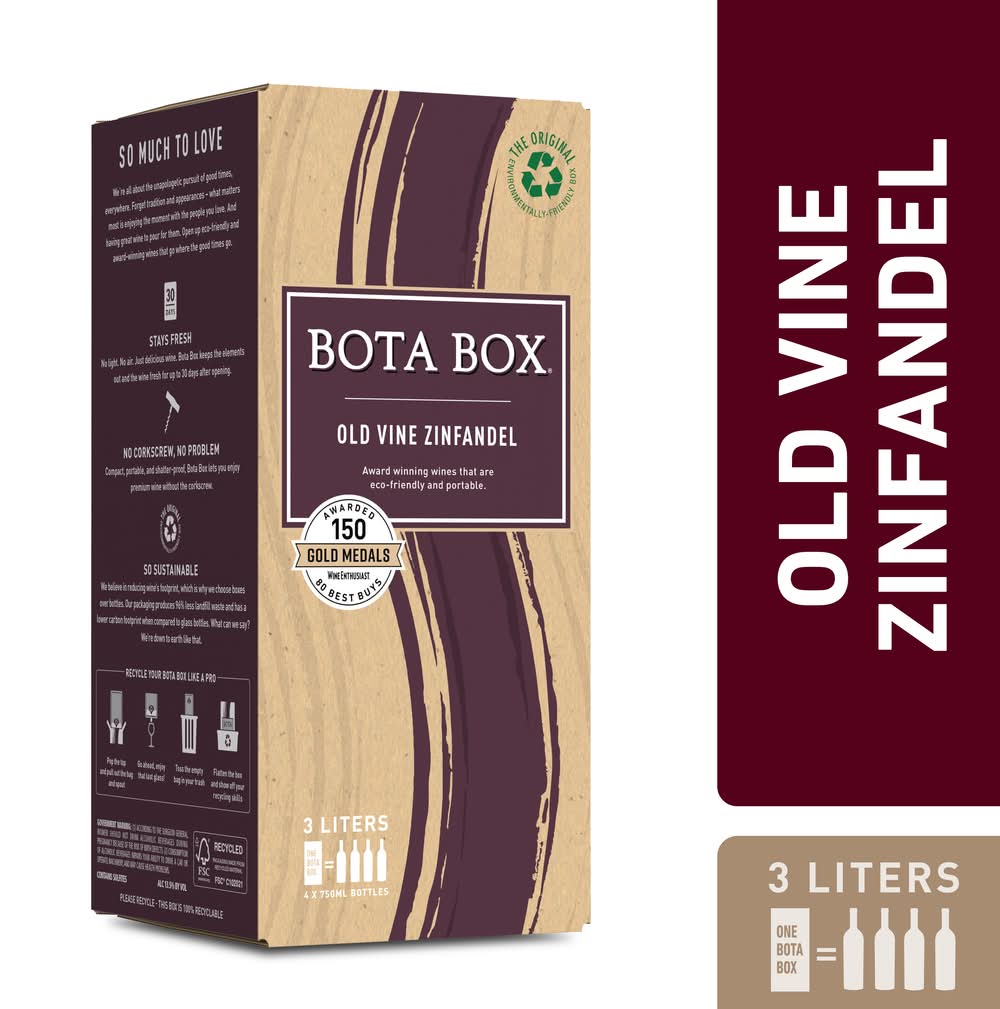 Bota Box Old Vine California Zinfandel Wine (4 x 750 ml)