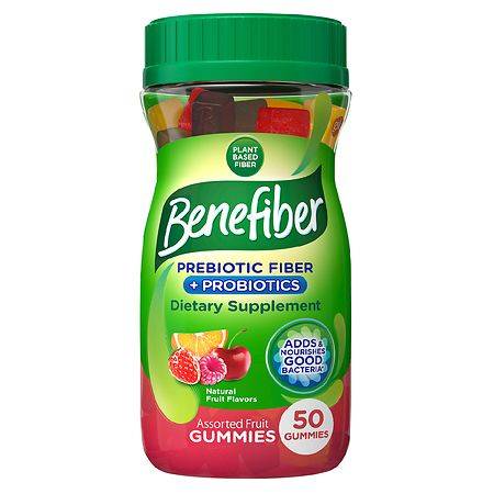 Benefiber Probiotics and Prebiotic Fiber Gummies Assorted Fruit Flavors - 50.0 ea