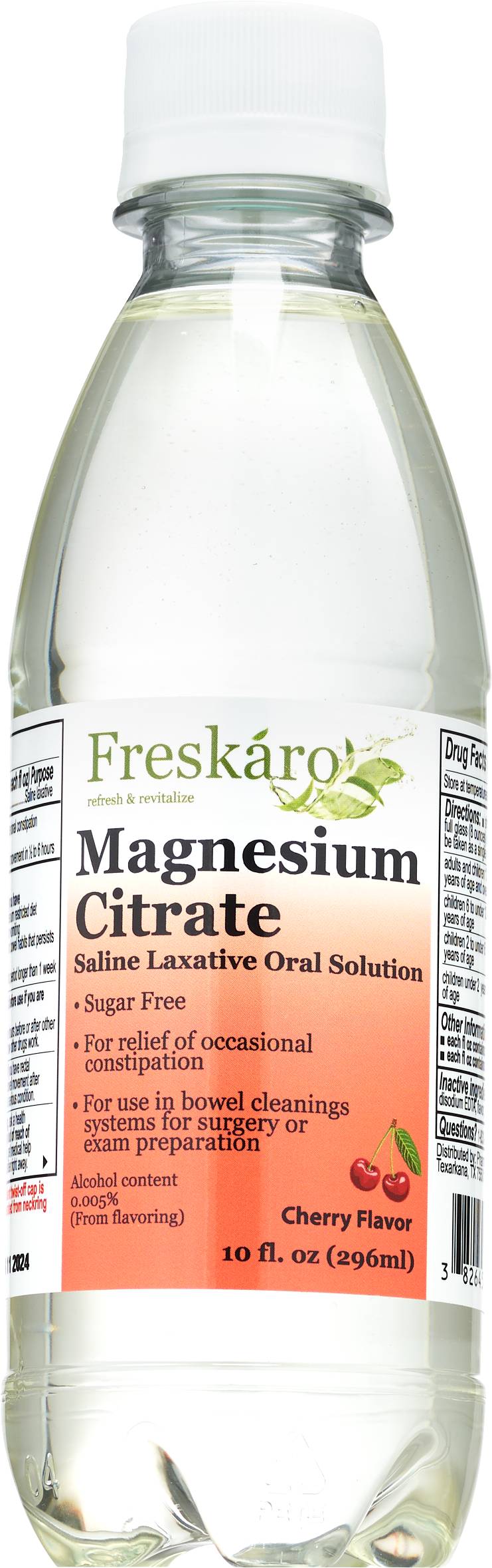 Freskaro Magnesium Citrate Oral Saline Laxative, Cherry, 10 OZ