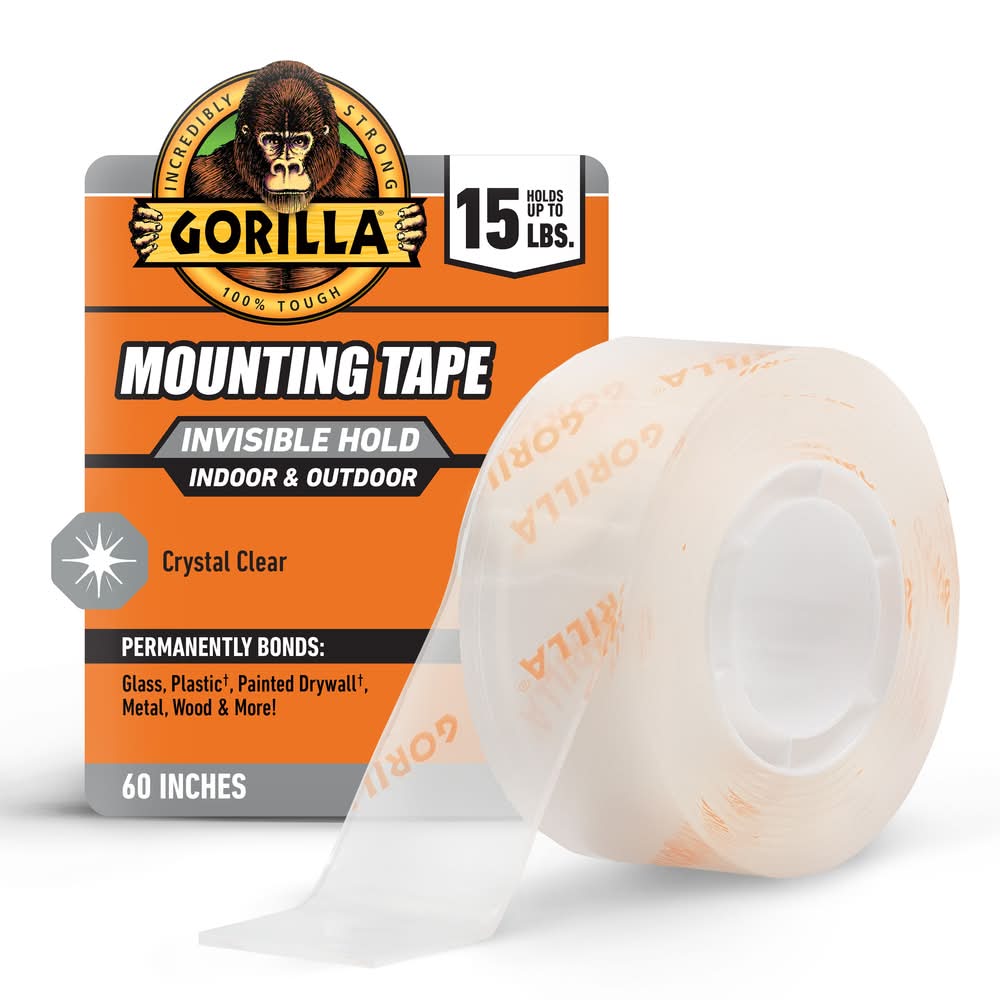 Gorilla Tough Clear Mounting Tape 1-in x 5 Feet Double-Sided Tape