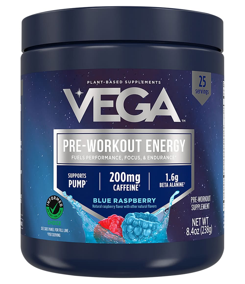 Vega Pre-Workout Energy Supplement, Blue Raspberry (8.4 oz)