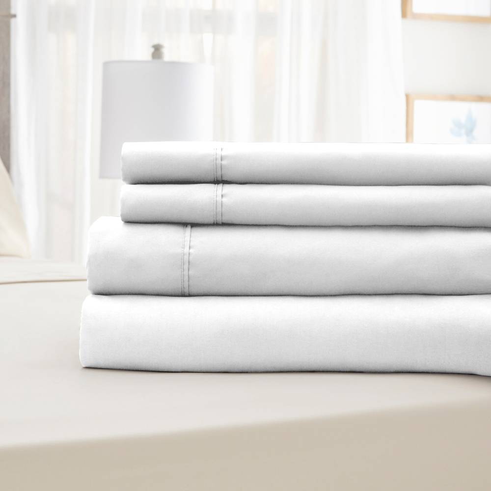 Serta Queen 85-Thread-Count Microfiber White Bed-Sheet | 1639497