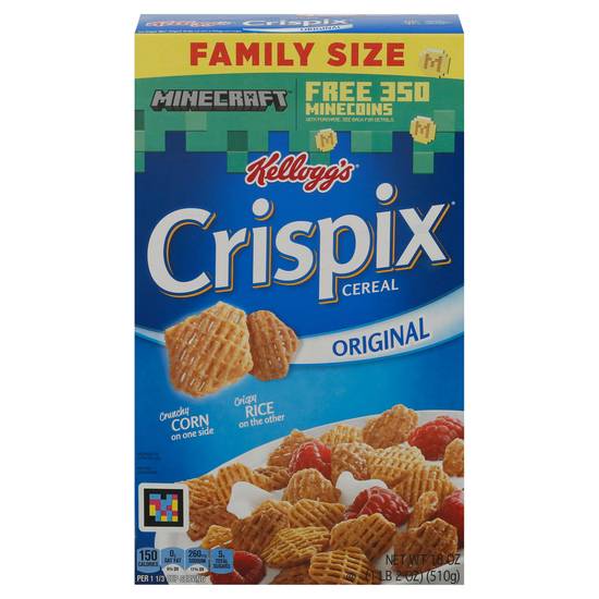 Kellogg's Crispix Cereal Crunchy Corn on One Side & Crispy Rice on Other