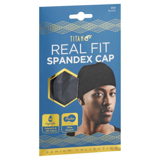 Titan Remium Collection Real Fit Black Spandex Cap