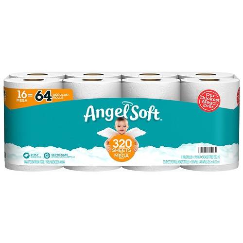 Angel Soft Mega Roll 2-ply Bathroom Tissue - 320.0 ea x 16 pack