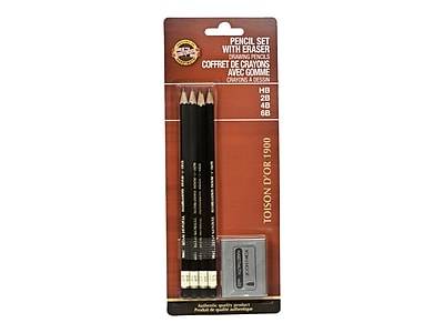 KOH-I-NOOR TOISON D'OR Classic Graphite Pencils, Black Lacquer, 4/Pack (FA1900.4SET)
