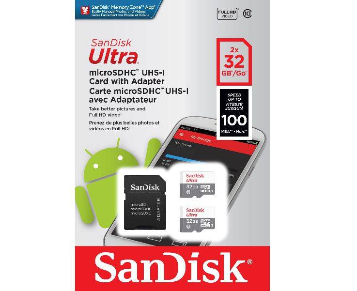 SanDisk Ultra Micro Sdhc Card 32 Gb With Adapter Kit (1 kit)