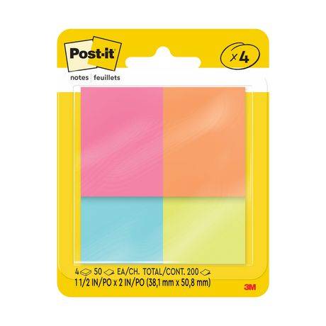 Post-It® Super Sticky Notes 653-4Af, 1-3/8 In X 1-7/8 In (34,9 Mm X 47,6 Mm)