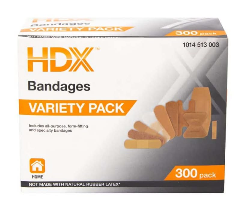 Hdx Bandage Variety Pack 300-Count First Aid Kit