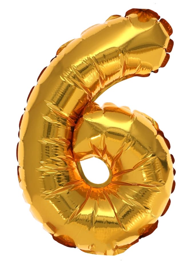 Kaleidoscope Foil Number 6 Balloons, 14 in, Gold
