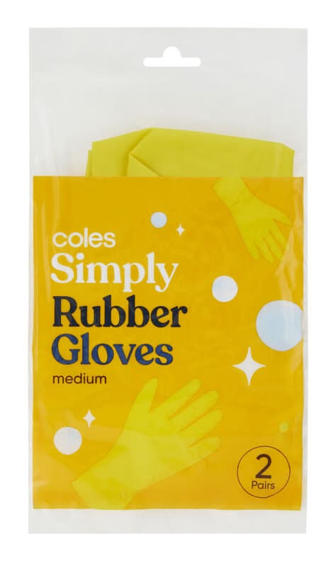 Coles Rubber Gloves, Medium (2 pack)