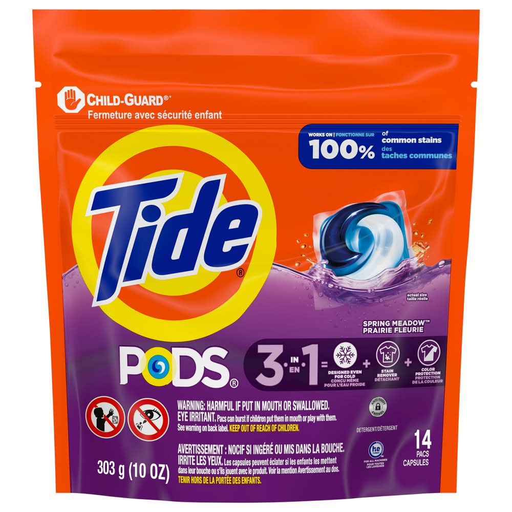 Tide 3 In 1 Pods Laundry Detergent, Spring Meadow (14 ct)