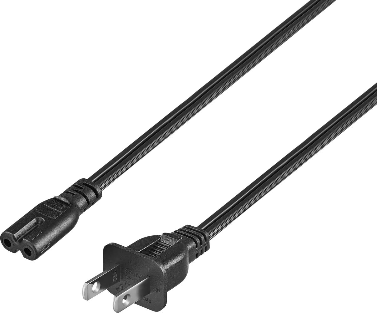 Best Buy essentials™ - 12' 2-Slot Non-Polarized Power Cord - Black