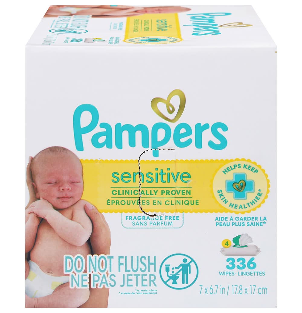 Pampers Fragrance Free Sensitive Baby Wipes, 7x6.7 in (336 ct)