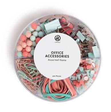 Les Produits U Round Office Accessory Set Coral (470 ct)