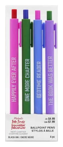 Bookish Ballpoint Pens, 4Ct. By Fab Finds
