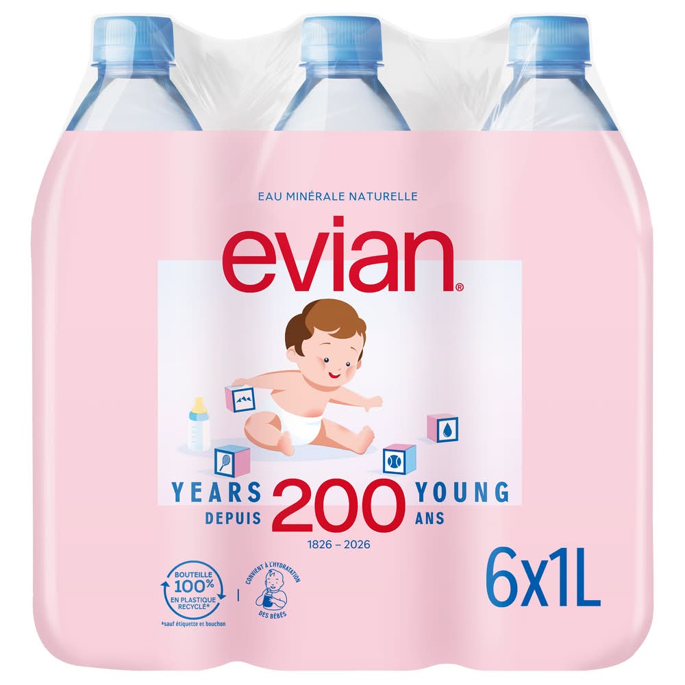 Evian - Eau minérale naturelle (6 x 1L)