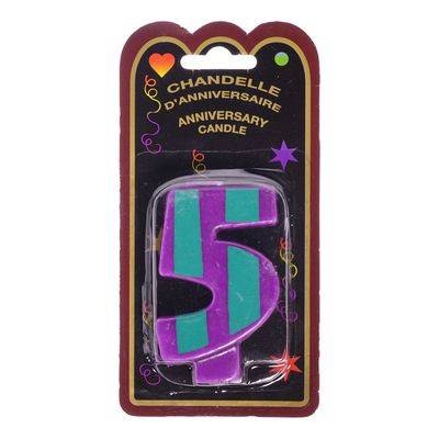 Vincent variété chandelle d'anniversaire avec numéro 5 (1 un) - anniversary candle with number 5 (1 un)