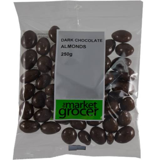 The Market Grocer Dark Chocolate Almonds 250g
