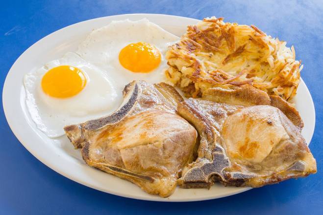Order Two Eggs & Pork chops food online from Bob And Edith'S Diner store, Alexandria on bringmethat.com