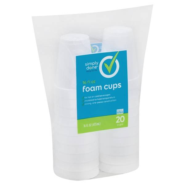 Simply Done Foam Cups, White (20 ct)