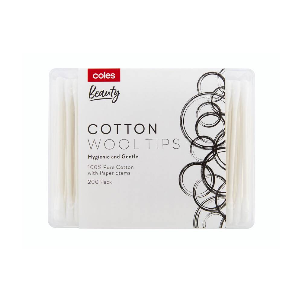 Coles Cotton Wool Tips Paper Stem (200 pack)