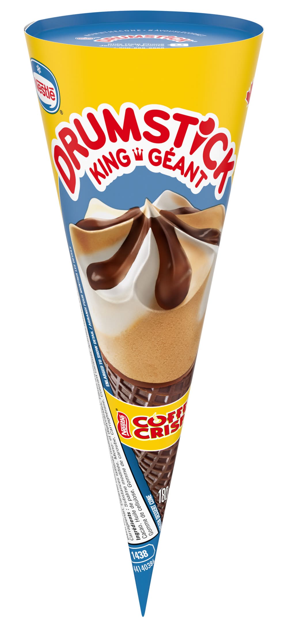 Drumstick king géant cône de dessert glacé - king géant frozen dessert cone, croustillant au café (180ml)