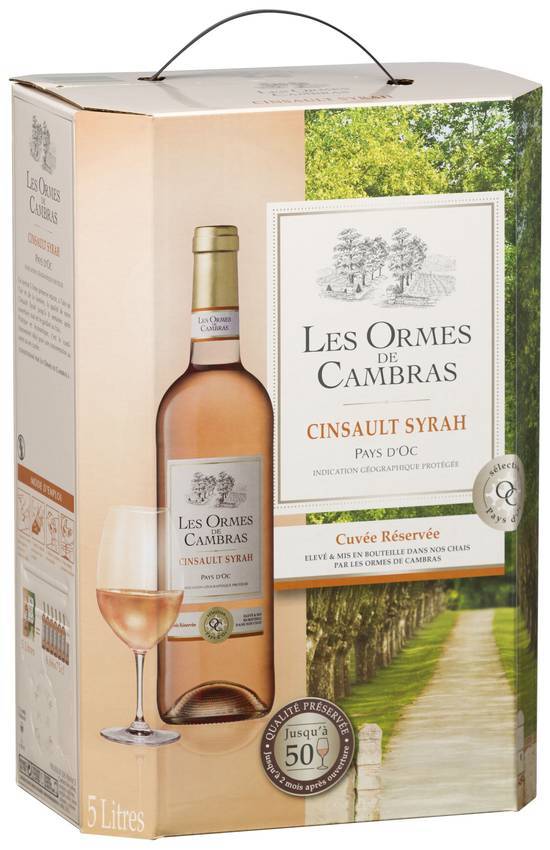 Vin cinsault-syrah pays d'oc igp les ormes de cambras - 5l