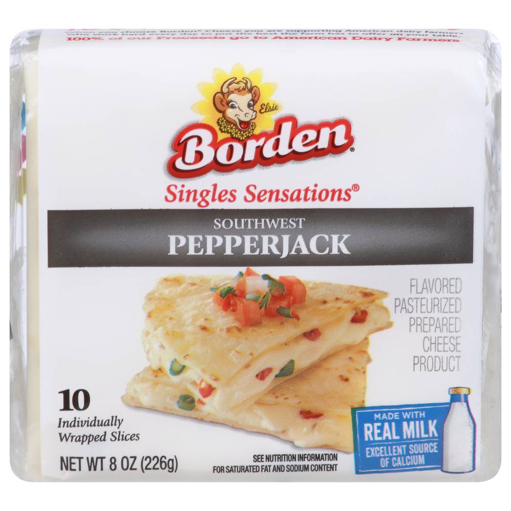 Borden Wrapped Cheese Slices, Pepper Jack (8 oz, 10 ct)