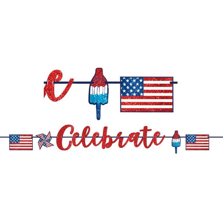 Glitter Patriotic Celebrate Letter Banner