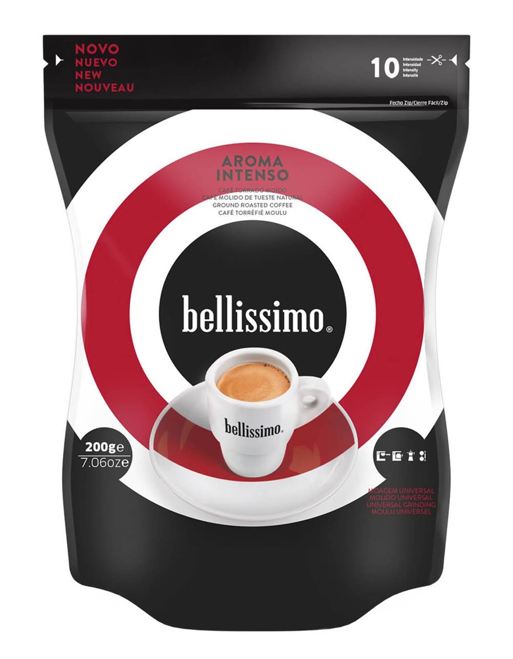 Café Moído Torrado Aroma Intenso Int 10 Bellissimo (emb. 200 gr)