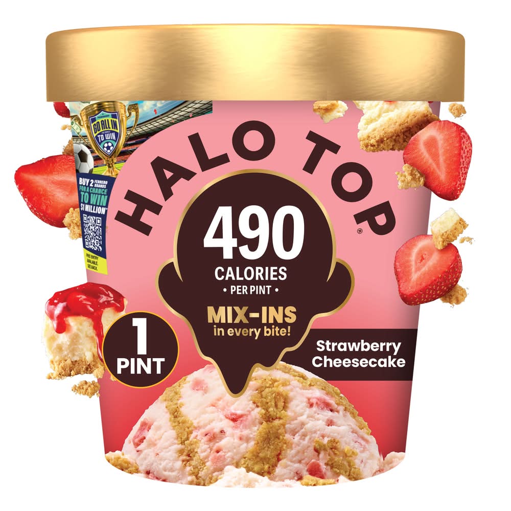 Halo Top Light Ice Cream, Strawberry Cheesecake (1 pint)