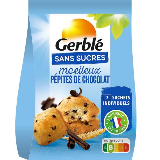 Gerblé - Moelleux pépites chocolat sans sucres (7 pièces)