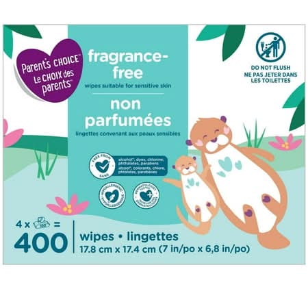 Parent's Choice Sensitive Parfum Free Textured Baby Wipes, 17.8x17.4 cm (400 ct)