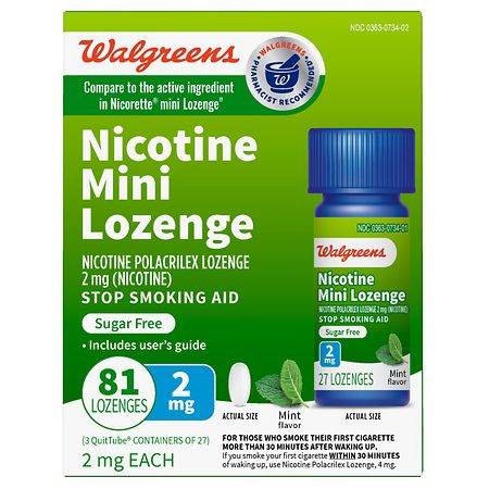 Walgreens Nicotine Mini Lozenge Polacrilex Sugar Free Mint 2mg