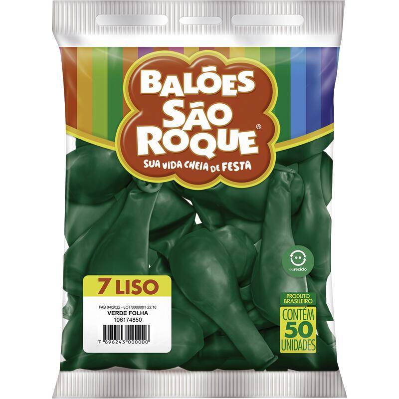 São roque balão 7 liso verde (50 unidades)