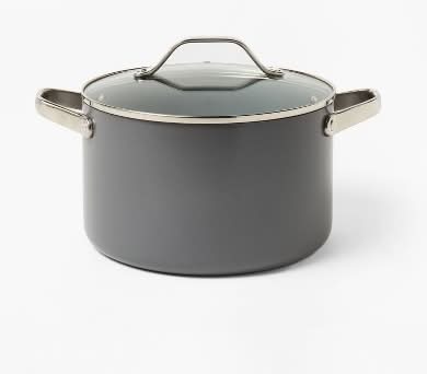 Figmint Nonstick Ceramic Coated Aluminum Stock Pot 6 Qt, Dark Gray