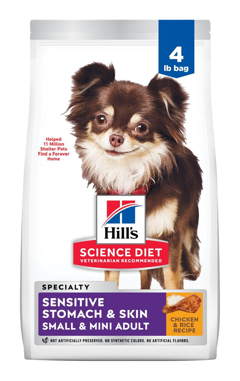 Hill's® Science Diet® Sensitive Stomach & Skin Small & Mini Adult Dog Dry Food - Chicken & Rice (Flavor: Chicken Meal & Barley, Size: 4 Lb)
