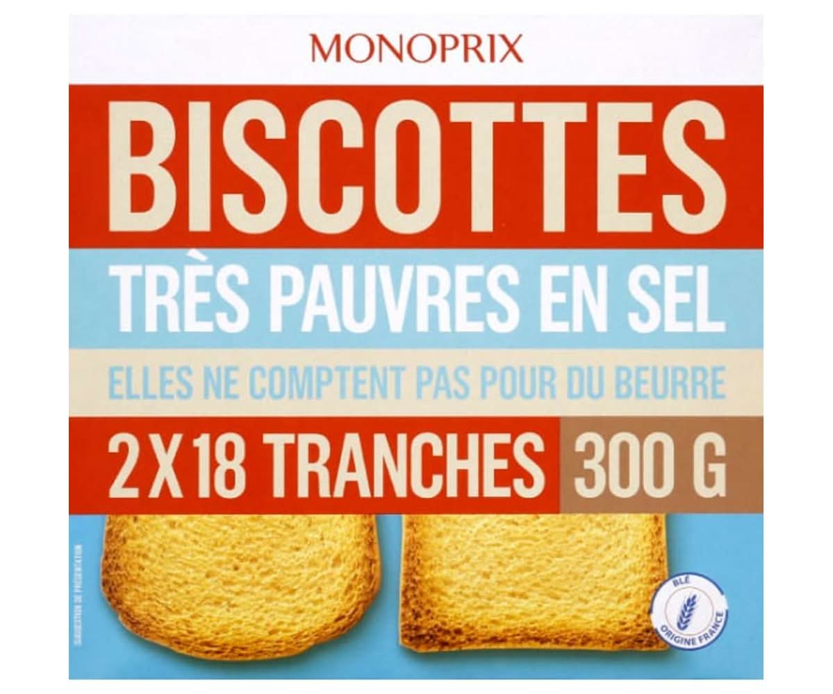Monoprix - Biscottes très pauvres en sel en tranches (36)