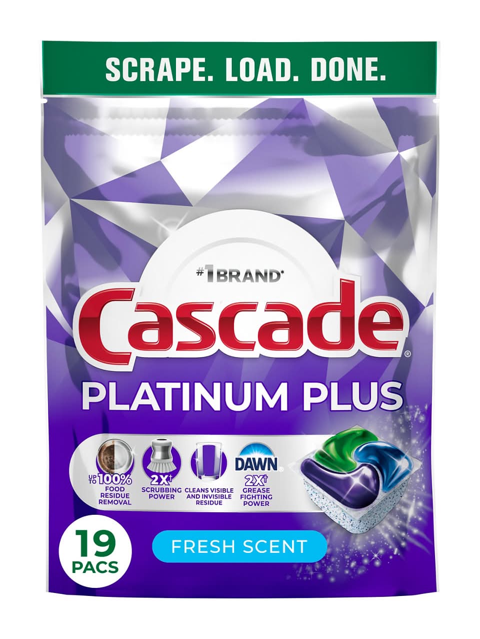 Cascade Platinum Plus Dishwasher Pods, Fresh