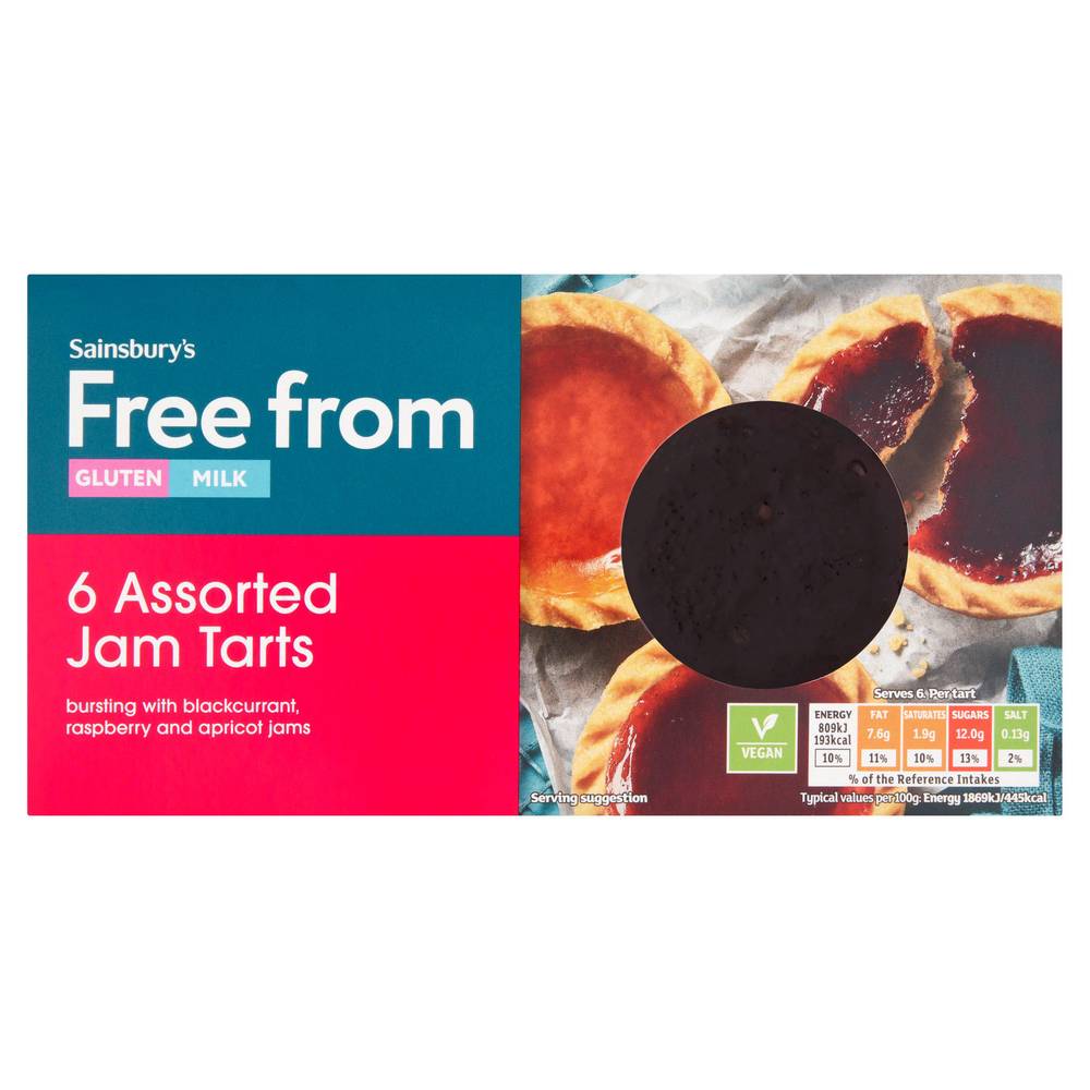 Sainsbury's Deliciously Free From Assorted Jam Tarts x6
