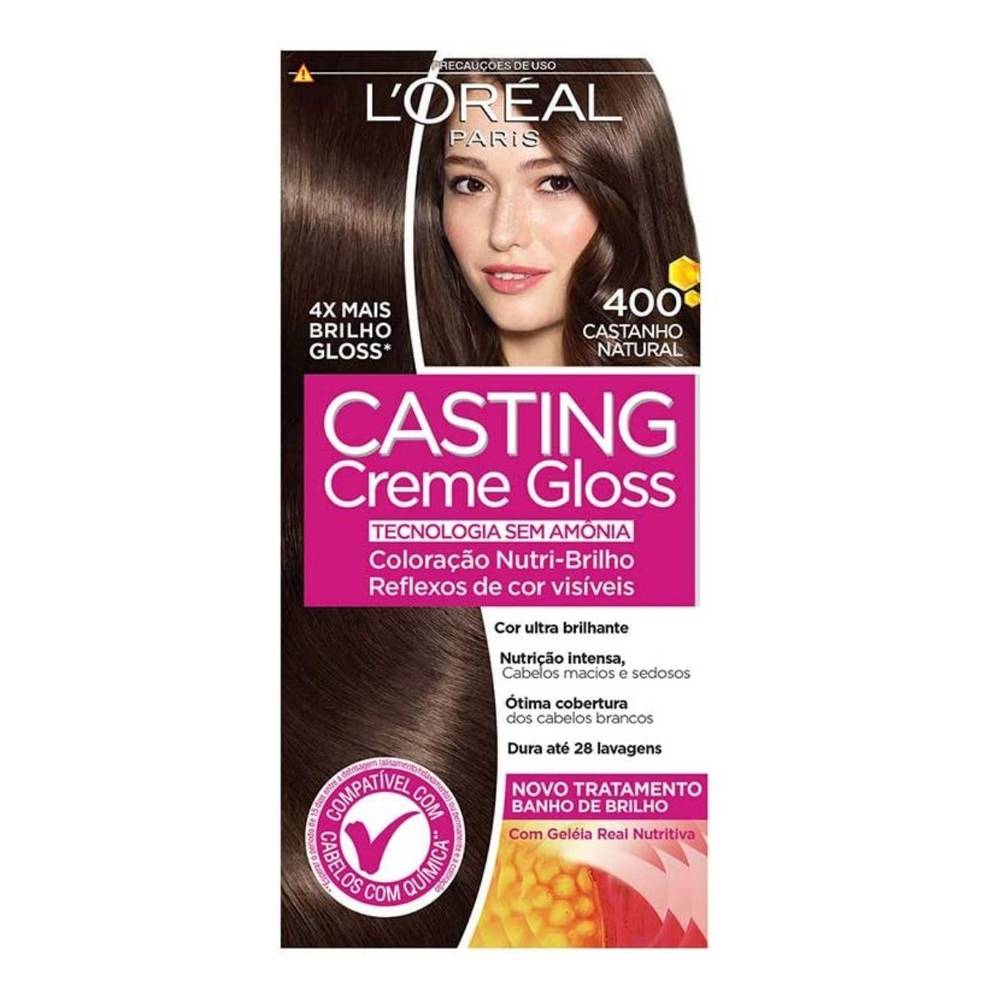 L'oréal paris kit tintura creme para cabelo casting 400 castanho natural