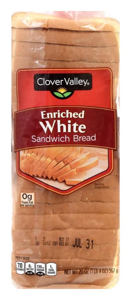 Clover Valley Enriched White Sandwich Bread (20 oz)
